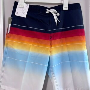 Target Blue and Red Board Shorts with Gradient Design